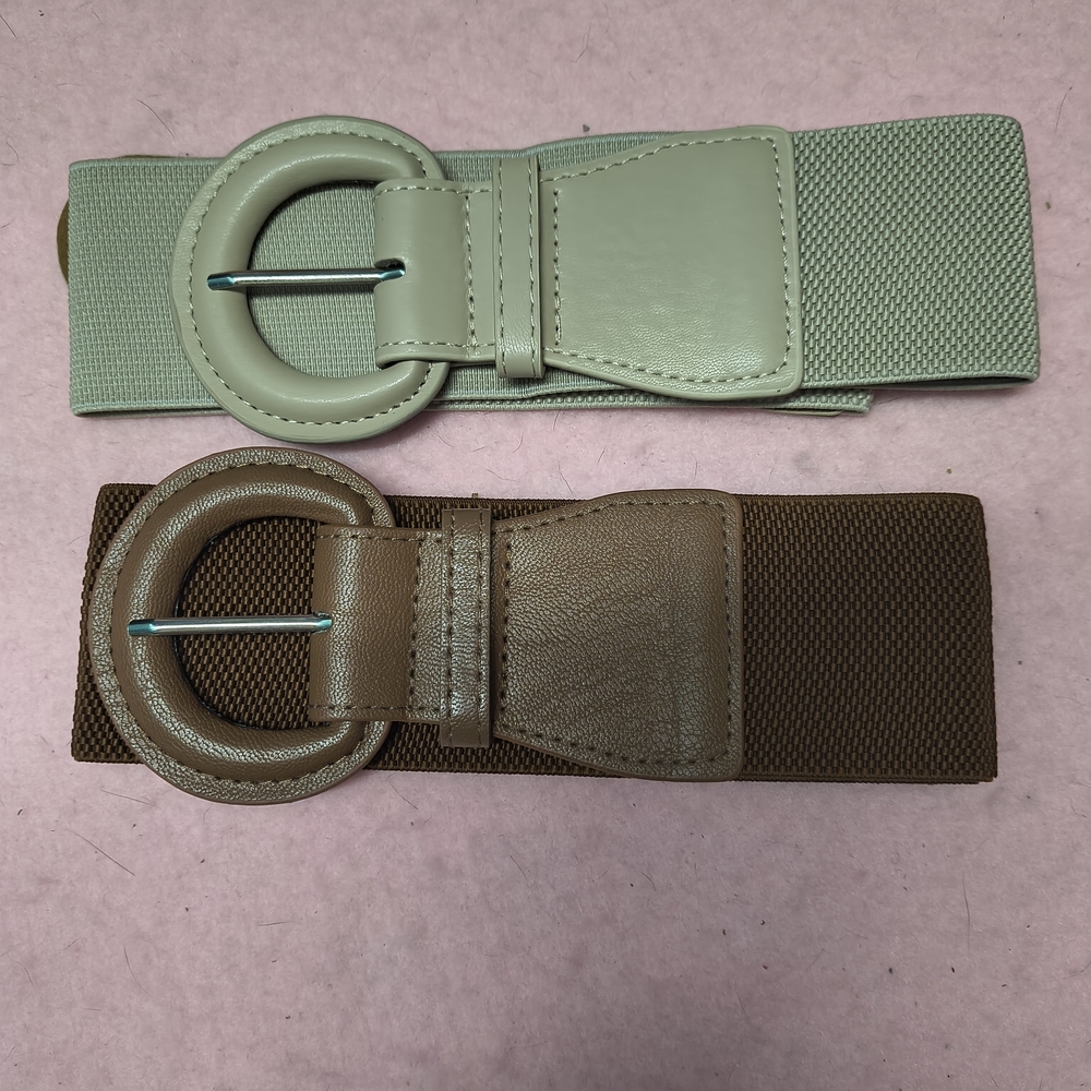Stylish Women's Belt Set - Mint Green and Brown